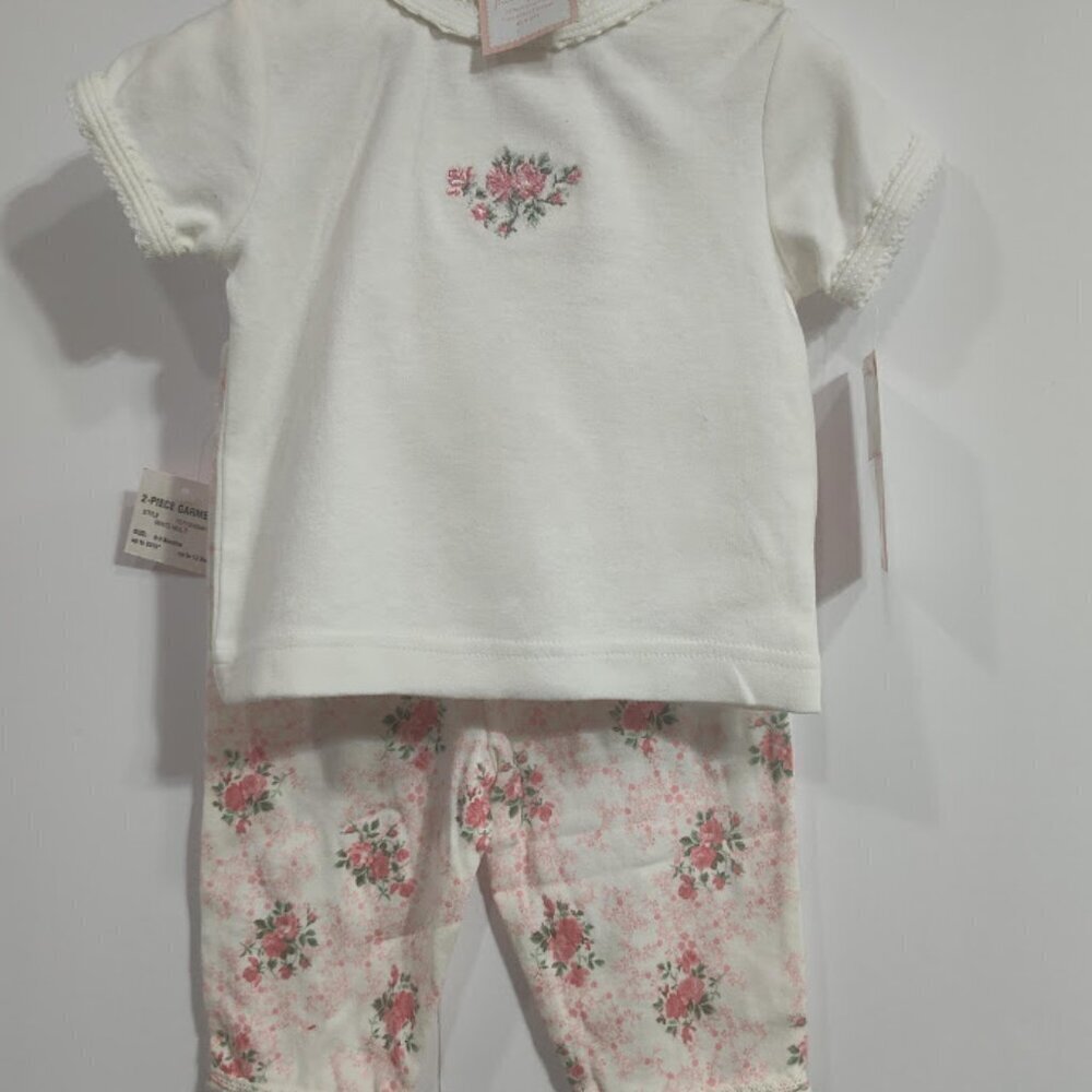 First Impressions Essentials 0-3 Month 100% Cotton 2 Piece Outfit W/Headwear NWT